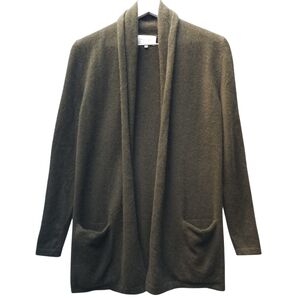 Eric Bompard Cashmere Olive Green Open Front Cardigan